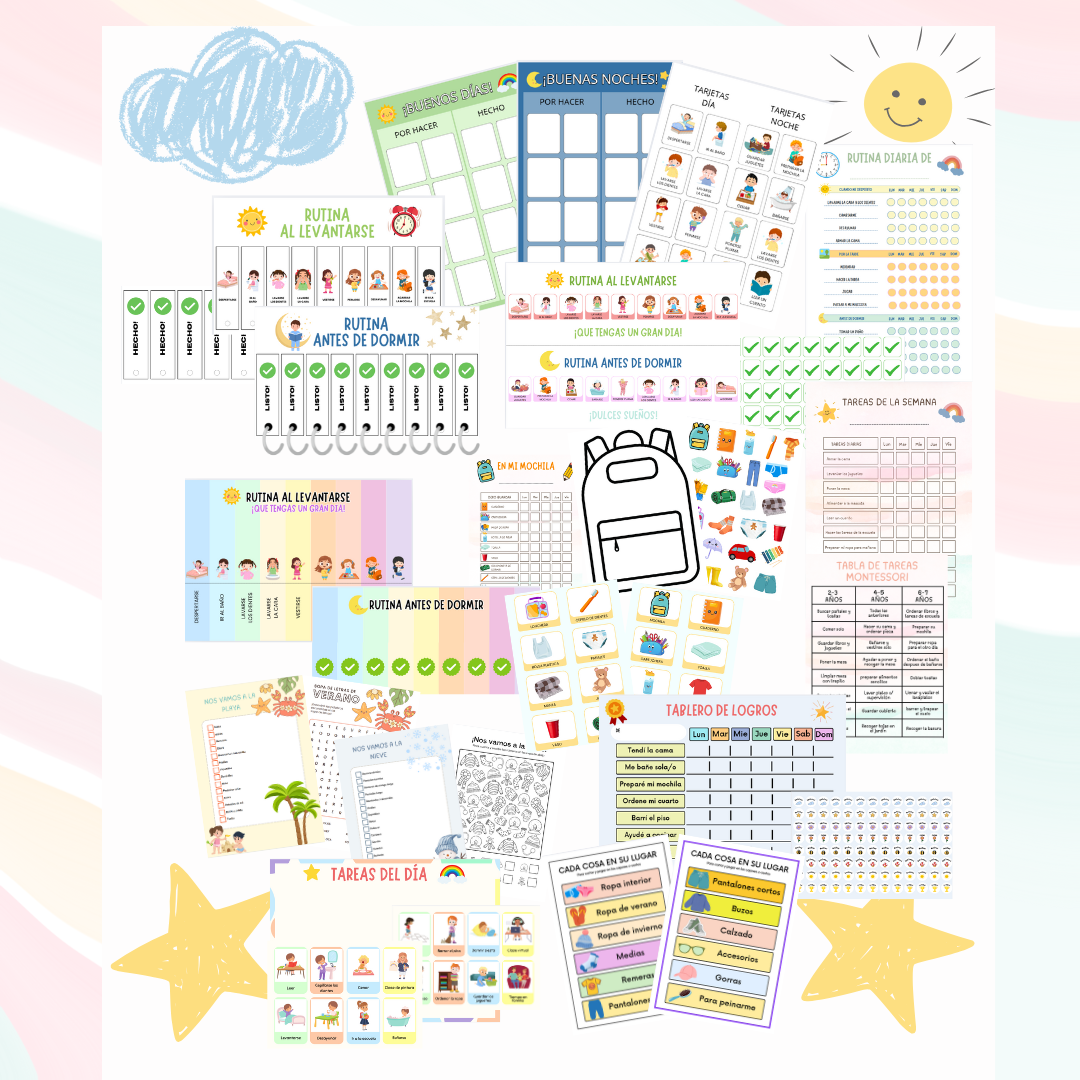Megakit Juegos de Ortografía + Kit Max de Rutinas Visuales + Kit de juegos en Ingles